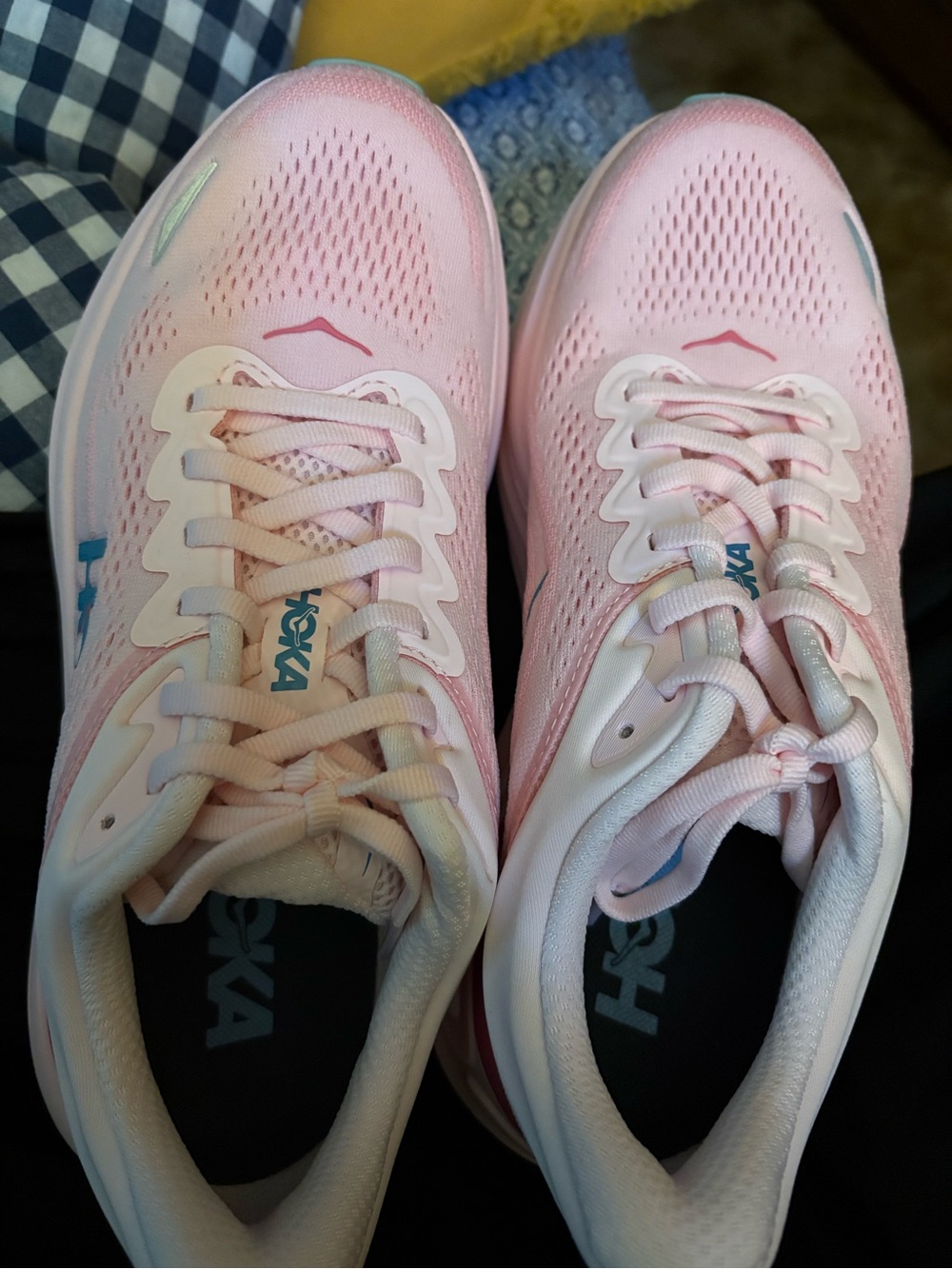 Hoka Women's Bondi 9 Rose teal and petal Athletic Running Shoes with Teal Logo - Picture 3 of 6